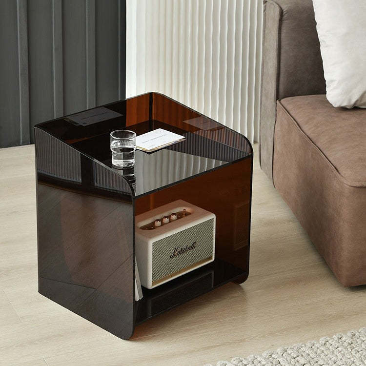 Scandinavian Acrylic Nightstand 2-Tier — Black