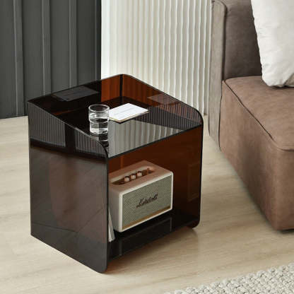 Scandinavian Acrylic Nightstand 2-Tier — Black
