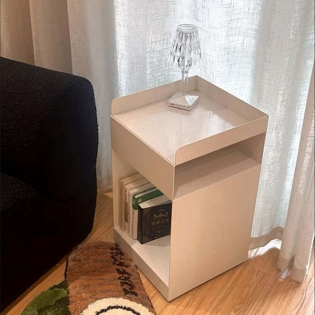 Scandinavian Wood Metal Irregular End Table 3-Tier