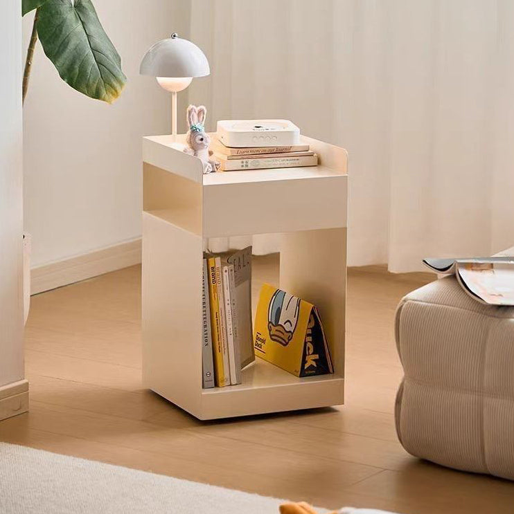 Scandinavian Wood Metal Irregular End Table 3-Tier — White