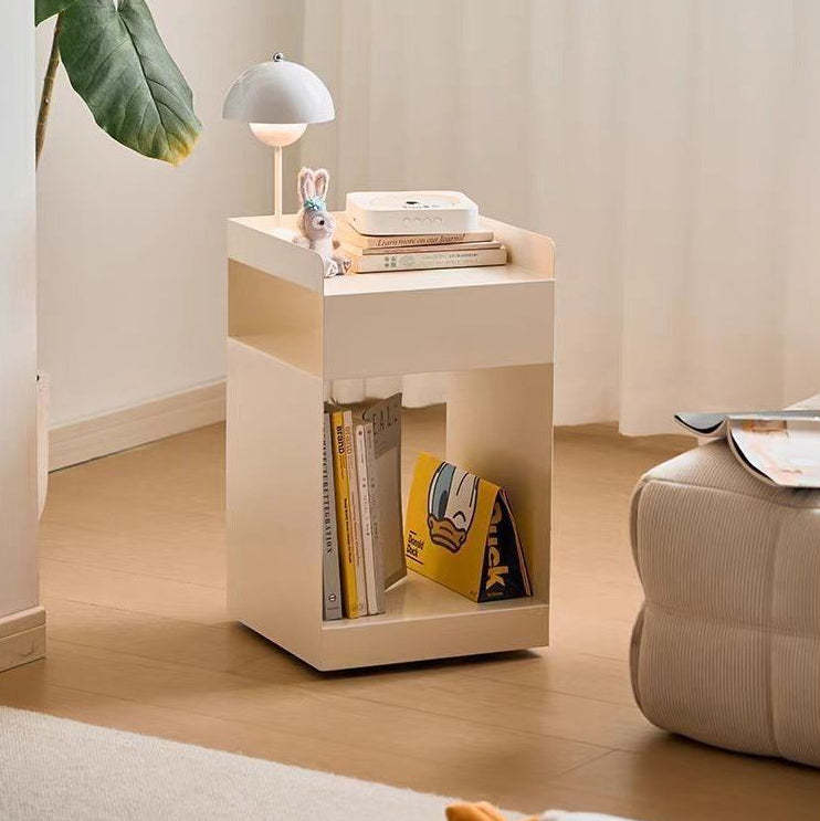 Scandinavian Wood Metal Irregular End Table 3-Tier — White