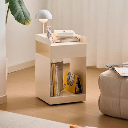 Scandinavian Wood Metal Irregular End Table 3-Tier — White