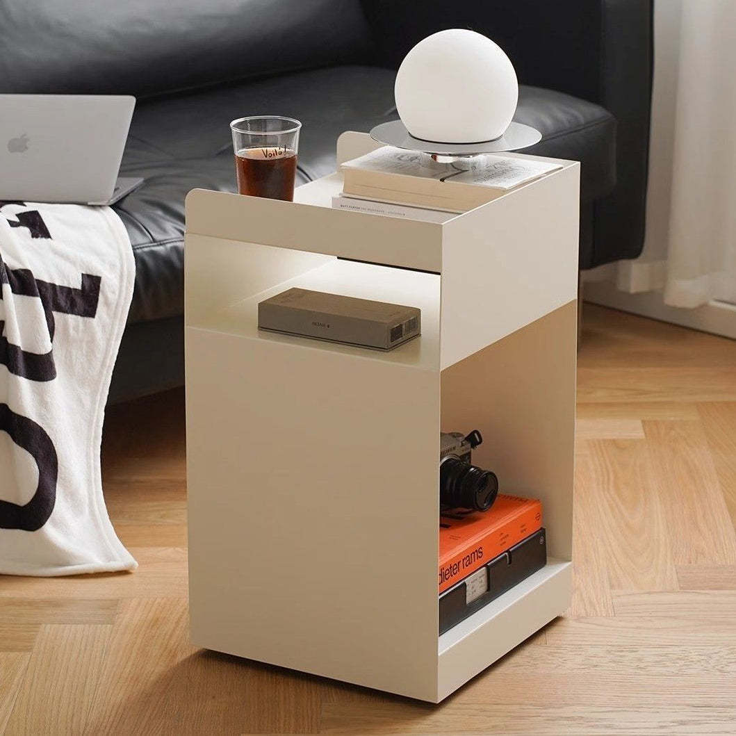 Scandinavian Wood Metal Irregular End Table 3-Tier
