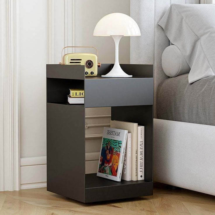 Scandinavian Wood Metal Irregular End Table 3-Tier — Red