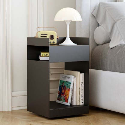 Scandinavian Wood Metal Irregular End Table 3-Tier — Red
