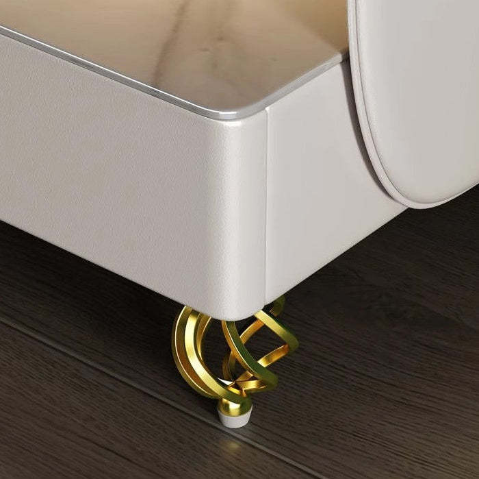 Scandinavian Sintered Stone Glass Wood Nightstand 2-Tier