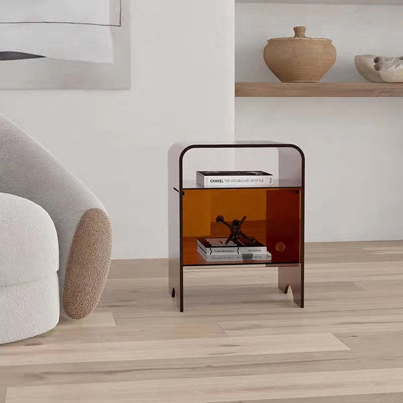 Minimalist Acrylic Arch End Table 3-Tier — Without Cupboard Door
