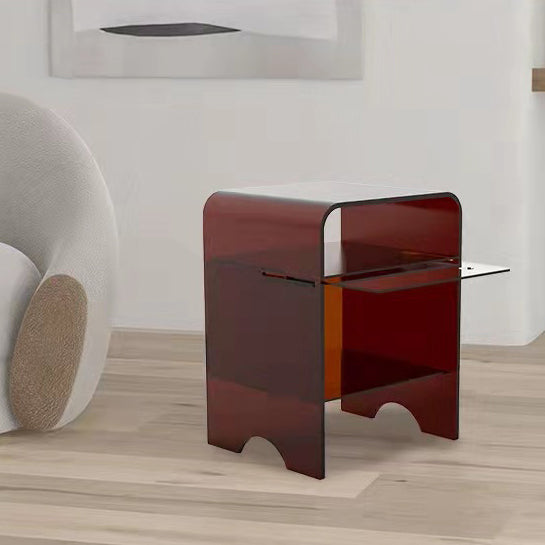 Minimalist Acrylic Arch End Table 3-Tier — With Cupboard Door