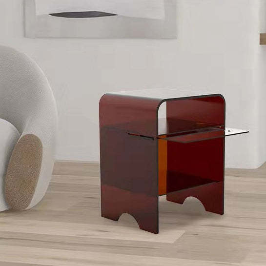 Minimalist Acrylic Arch End Table 3-Tier — With Cupboard Door