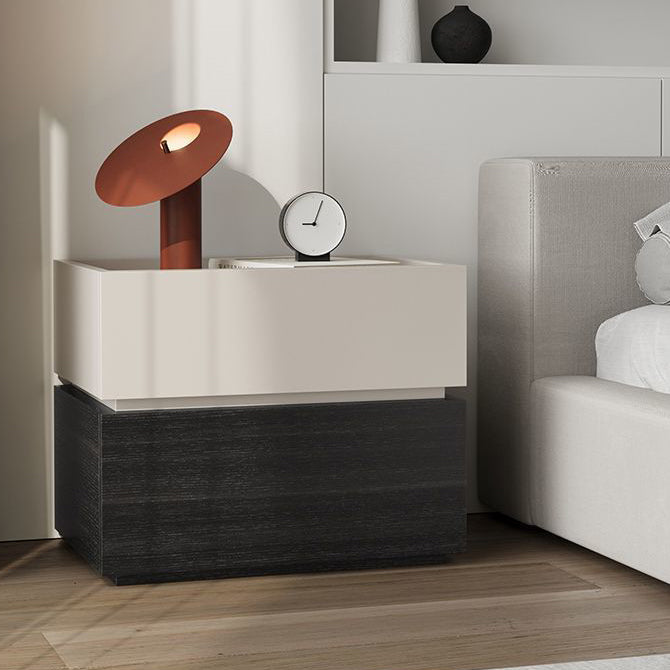 Minimalist Wood Nightstand 2-Drawer Bedside