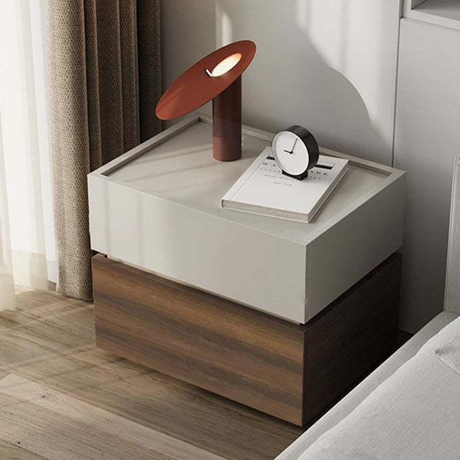 Minimalist 2-drawer bedside wood metal nightstands, Lighom