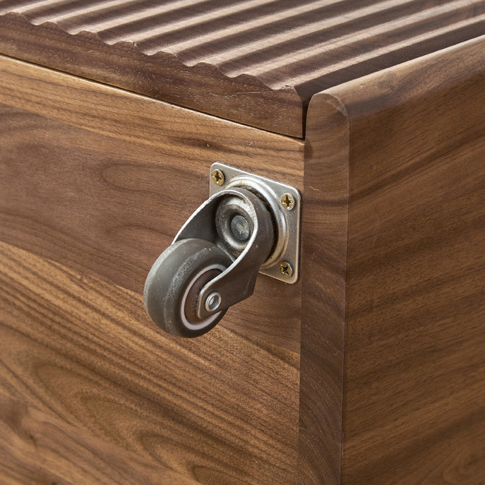 Vintage Walnut Piano-Key Movable Nightstand 3-Drawer