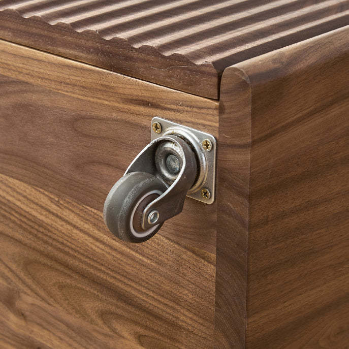 Vintage Walnut Piano-Key Movable Nightstand 3-Drawer