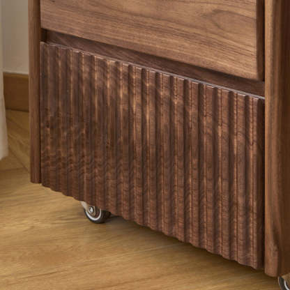 Vintage Walnut Piano-Key Movable Nightstand 3-Drawer