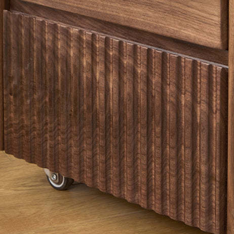 Vintage Walnut Piano-Key Movable Nightstand 3-Drawer