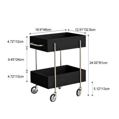 Chinese Wood Metal Movable End Table 2-Tier