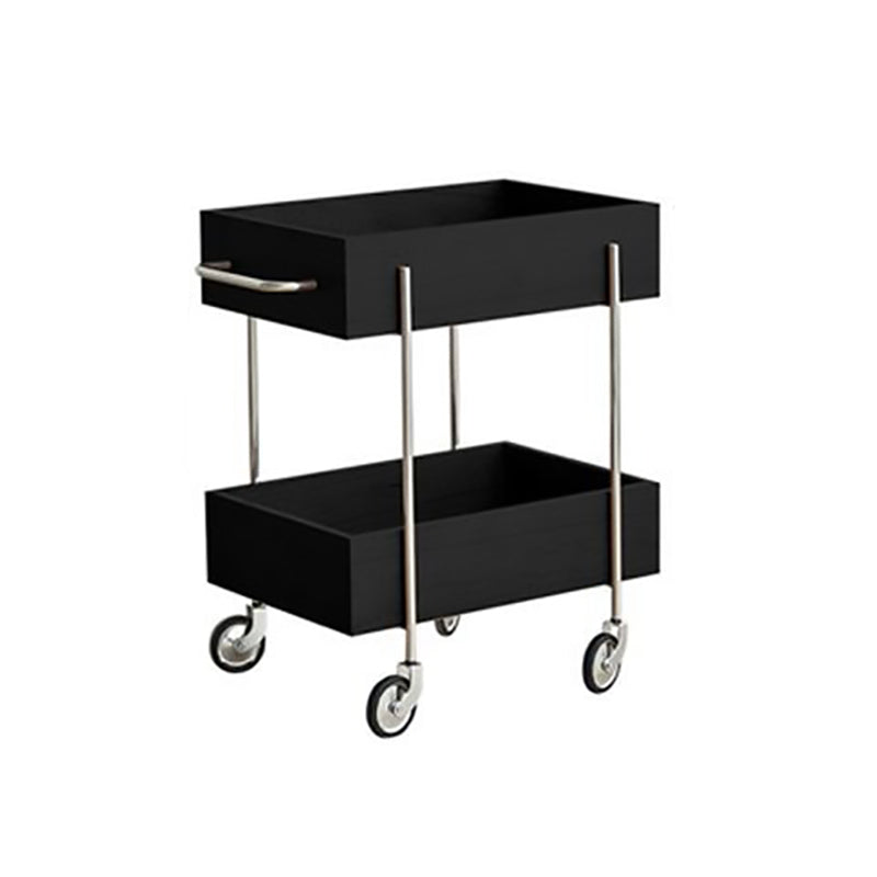 Chinese Wood Metal Movable End Table 2-Tier