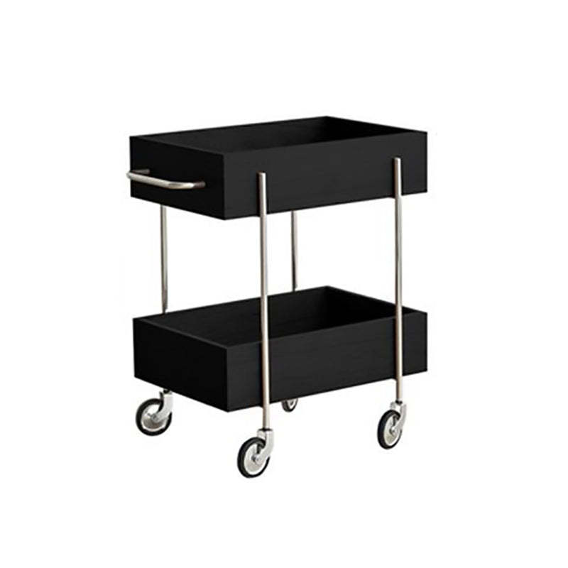 Chinese Wood Metal Movable End Table 2-Tier