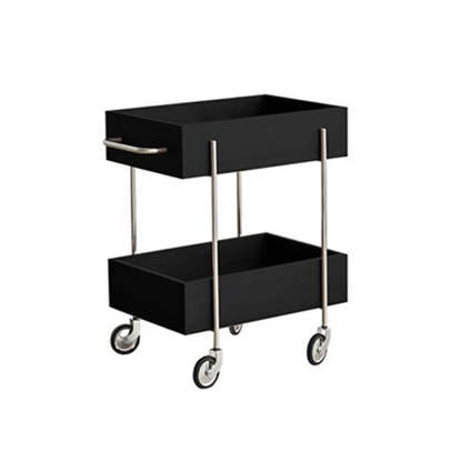 Chinese Wood Metal Movable End Table 2-Tier