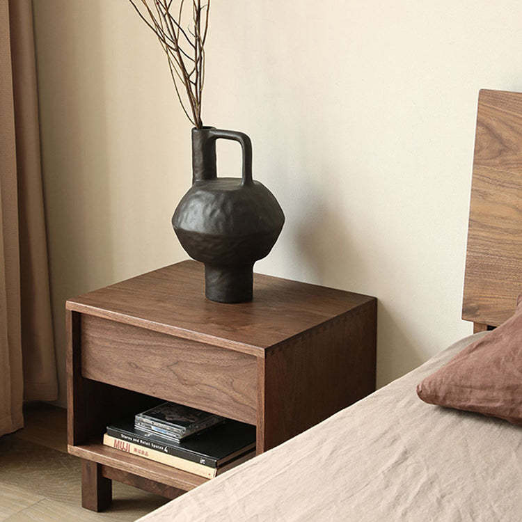 Japanese Solid Wood 2-Tier Nightstand