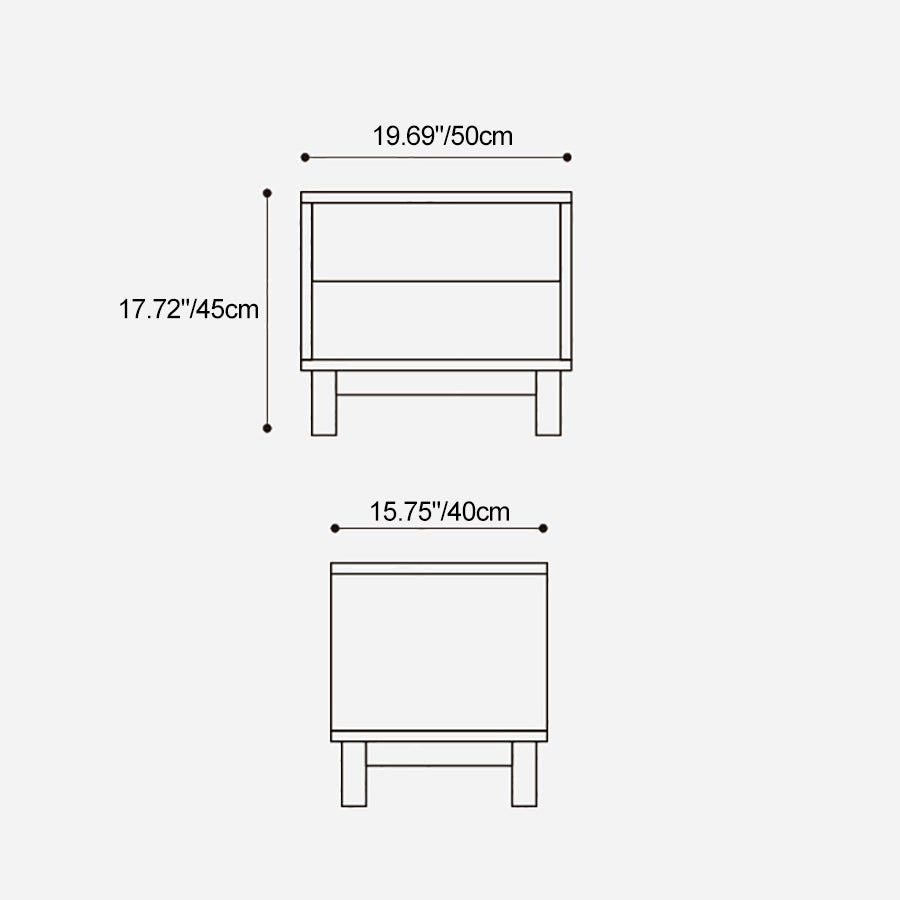 Japanese Solid Wood 2-Tier Nightstand
