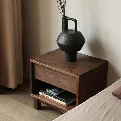 Japanese Solid Wood 2-Tier Nightstand