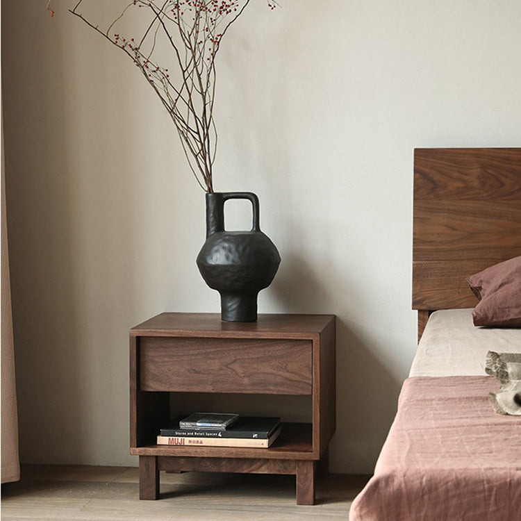 Japanese Solid Wood 2-Tier Nightstand