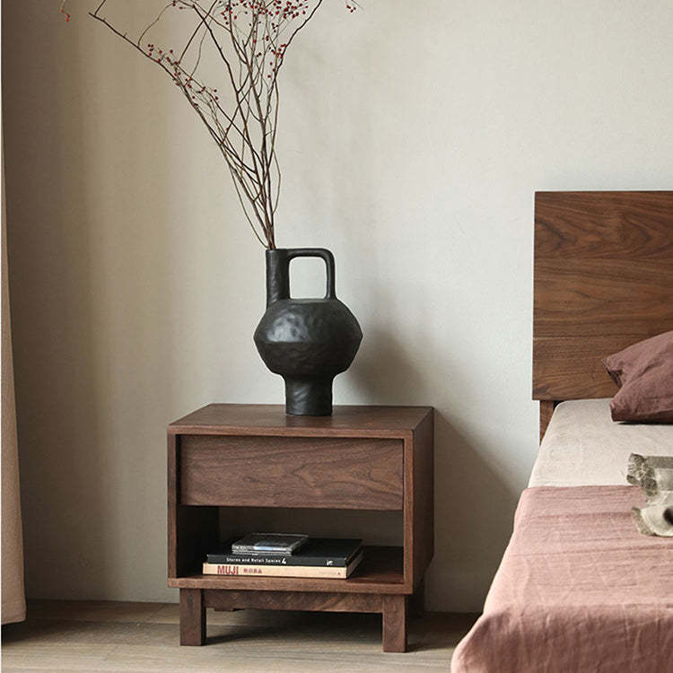 Japanese Solid Wood 2-Tier Nightstand