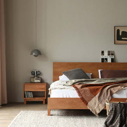 Japanese Solid Wood 2-Tier Nightstand