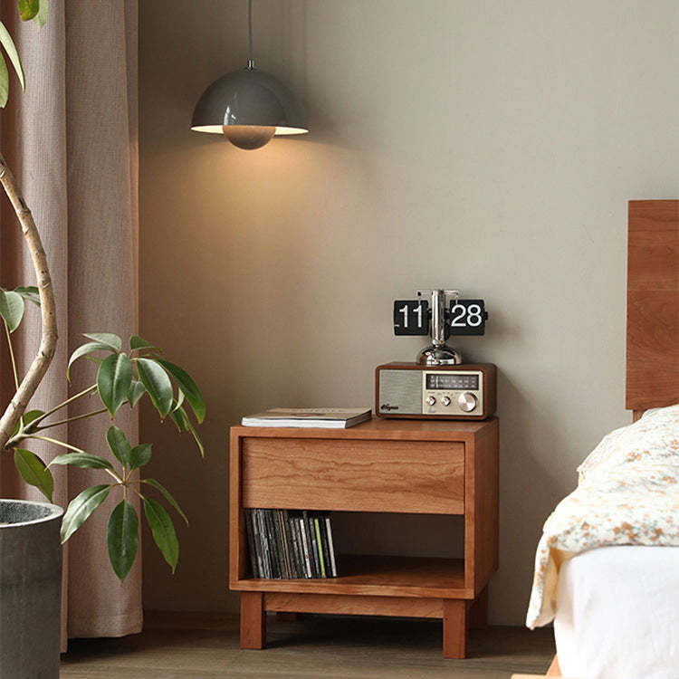 Japanese Solid Wood 2-Tier Nightstand