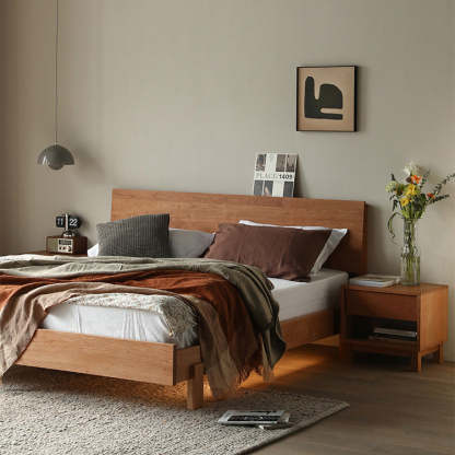 Japanese Solid Wood 2-Tier Nightstand
