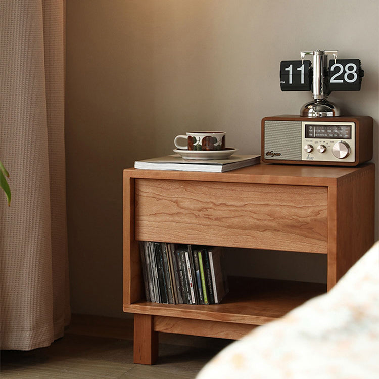 Japanese Solid Wood 2-Tier Nightstand
