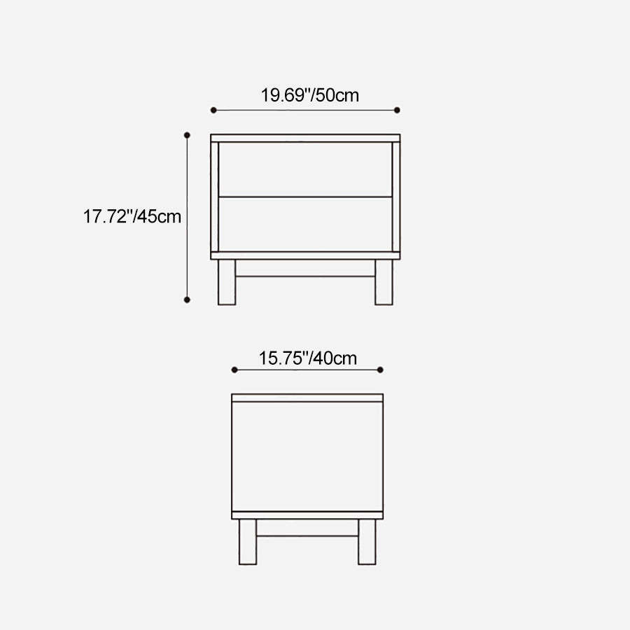 Japanese Solid Wood 2-Tier Nightstand