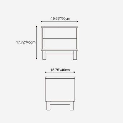 Japanese Solid Wood 2-Tier Nightstand