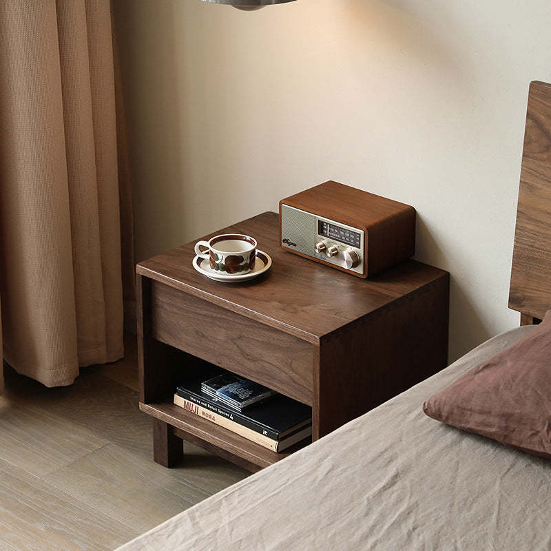 Japanese Solid Wood 2-Tier Nightstand