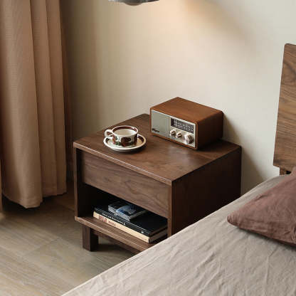 Japanese Solid Wood 2-Tier Nightstand
