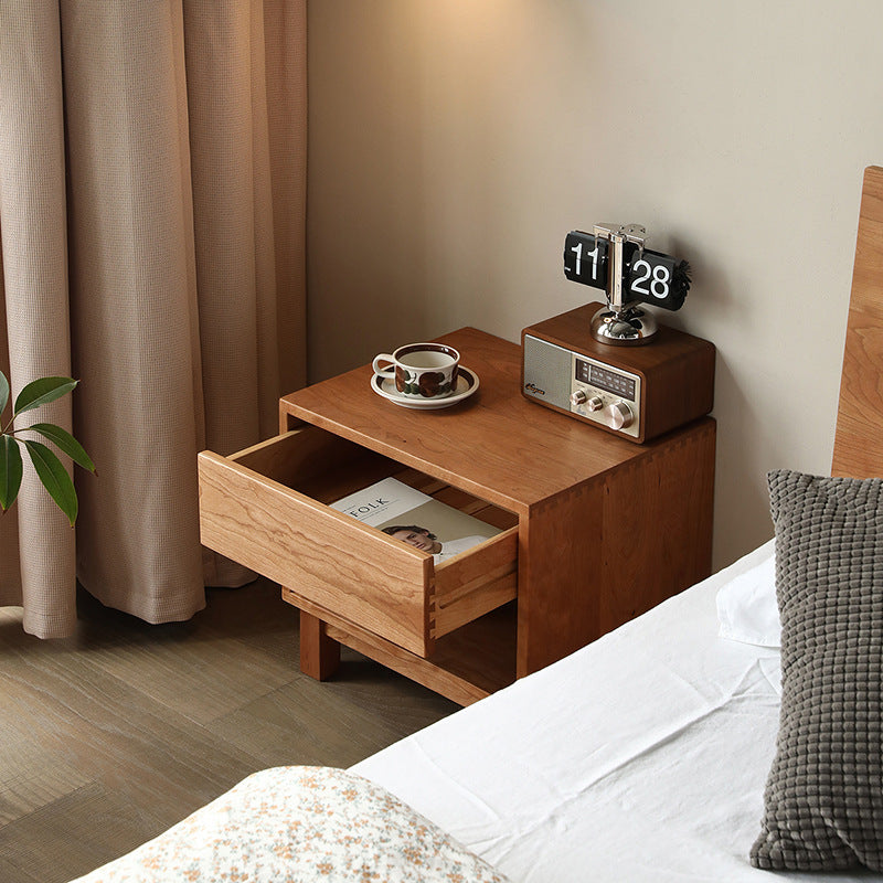 Japanese Solid Wood 2-Tier Nightstand