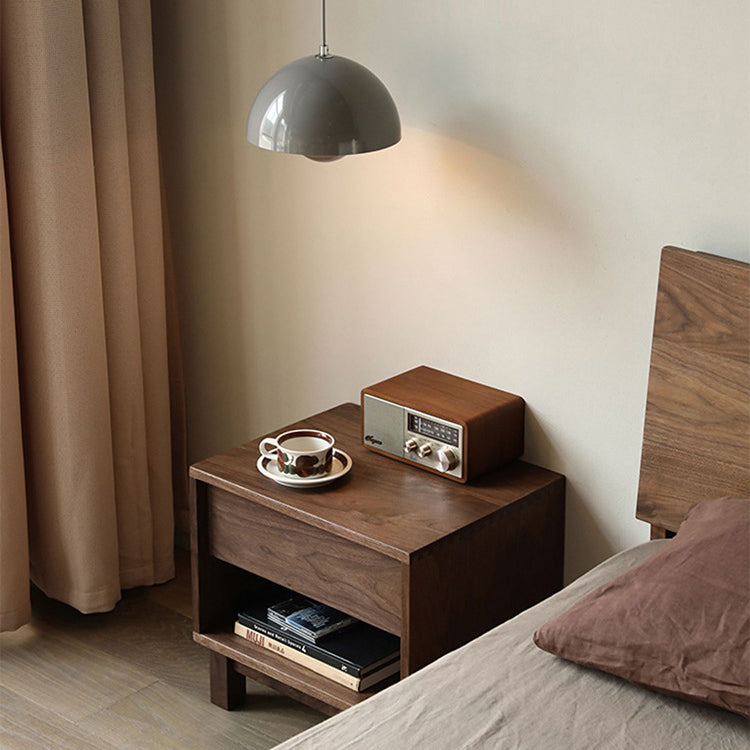 Japanese Solid Wood 2-Tier Nightstand