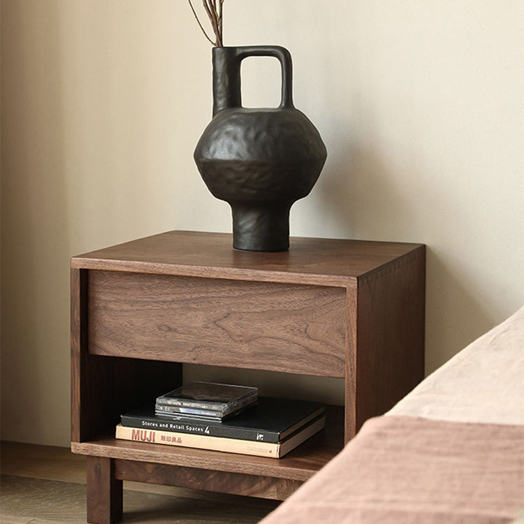 Japanese Solid Wood 2-Tier Nightstand