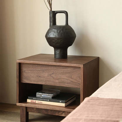 Japanese Solid Wood 2-Tier Nightstand