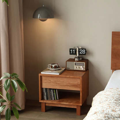 Japanese Solid Wood 2-Tier Nightstand