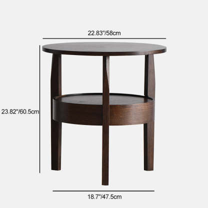 Japanese Wood Round 2-Tier End Table