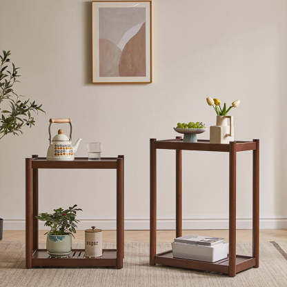 Minimalist Wood 2-Tier End Table