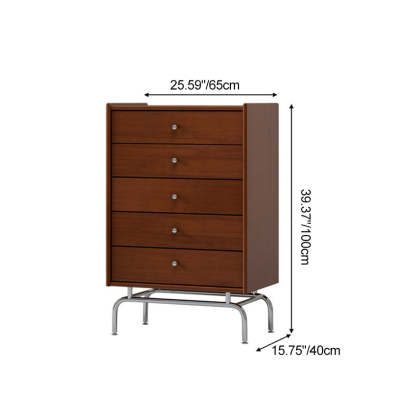 Scandinavian Wood Metal Curved 5-Drawer Side Table