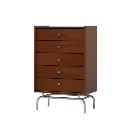 Scandinavian Wood Metal Curved 5-Drawer Side Table