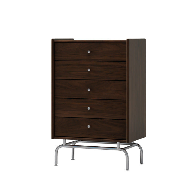 Scandinavian Wood Metal Curved 5-Drawer Side Table