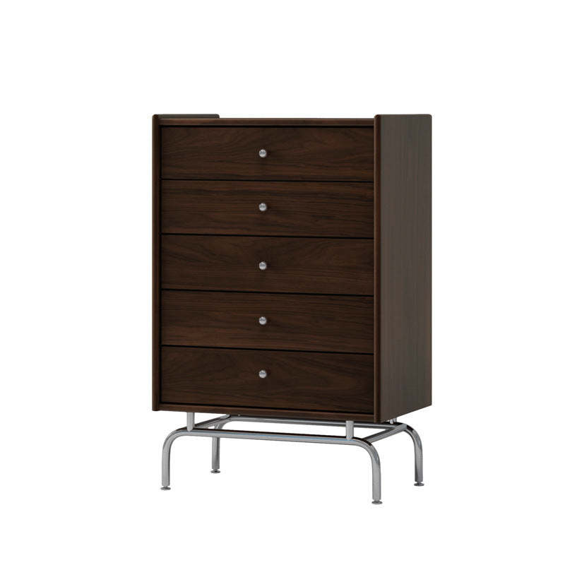 Lighom nordic curved 5-drawer wood end & side tables — Black Walnut