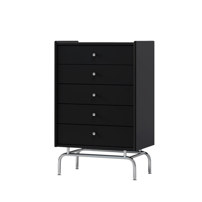 Scandinavian Wood Metal Curved 5-Drawer Side Table