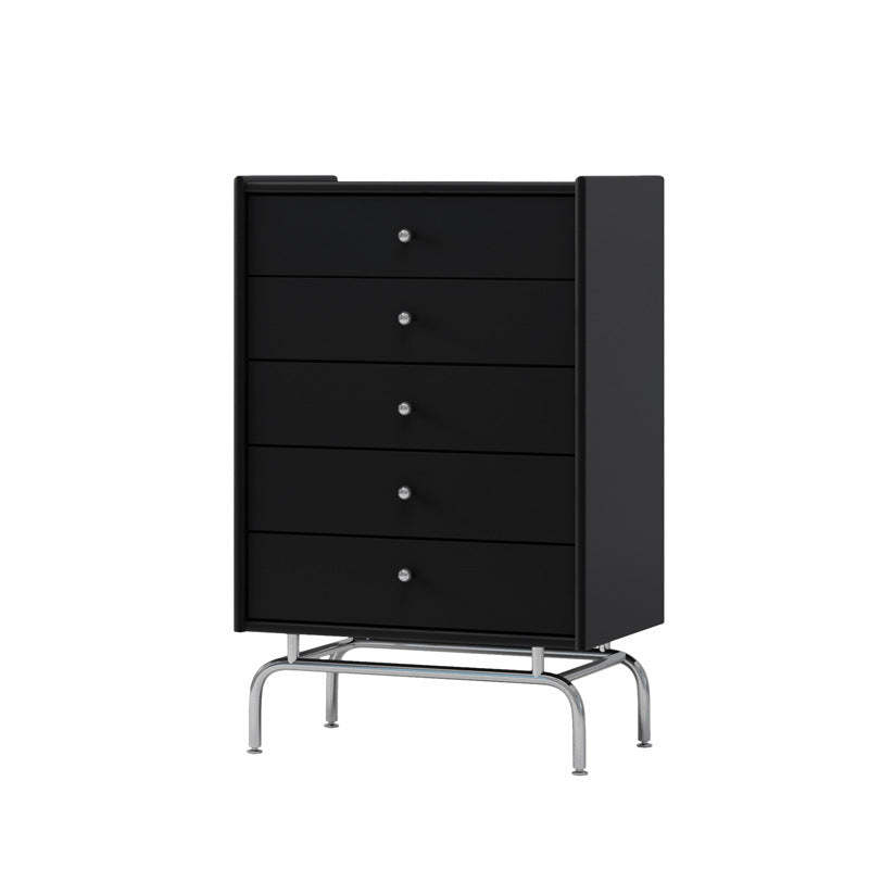 Scandinavian Wood Metal Curved 5-Drawer Side Table