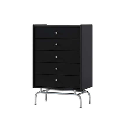 Scandinavian Wood Metal Curved 5-Drawer Side Table